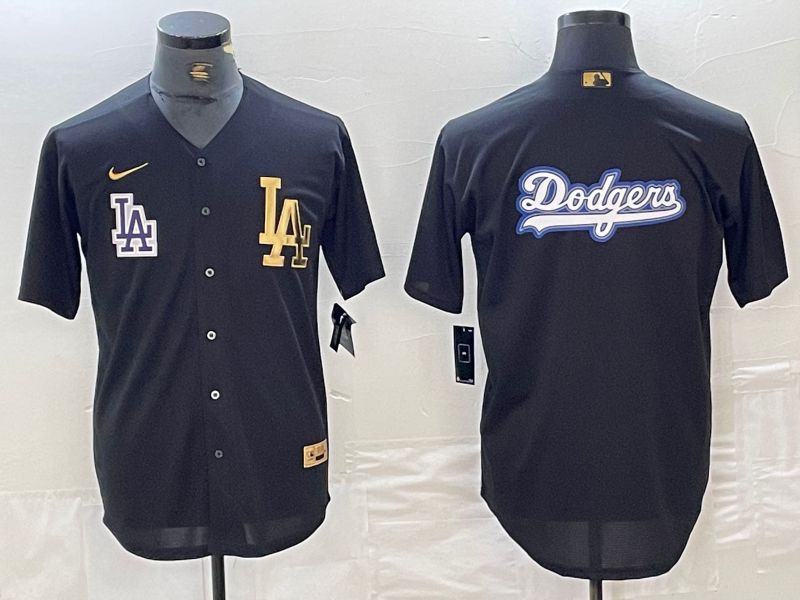 Men Los Angeles Dodgers Blank Black gold 4 th generation Nike 2024 MLB Jersey style 12